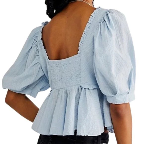 Free People Leave It To Me Top in Baby Blue NWOT Size Small - Picture 2 of 3